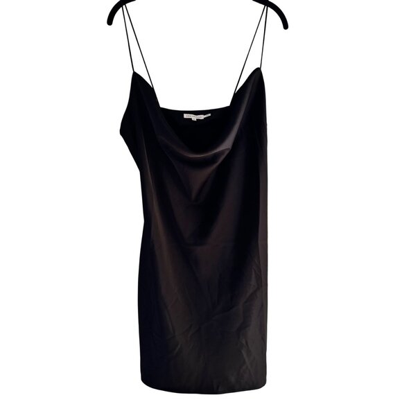 Good American Slip Dress Size 4 Black Cowl Neck Midi Adjustable Straps New Tags - Picture 9 of 10